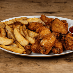 6 Pc hot wings w/Fries